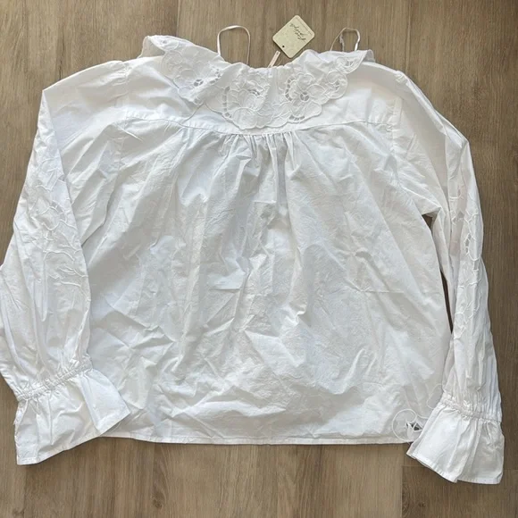 Free People Maisie Cutwork Long Sleeve Top sz L - Picture 10 of 10